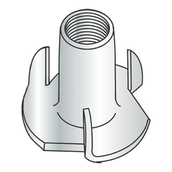 Newport Fasteners T-Nut, 3 Prongs, 5/16"-18, Steel, Zinc Plated, 3/8 in Barrel Ht, 1000 PK 899737